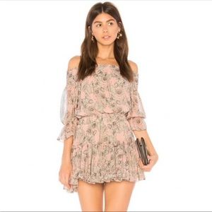 MISA LOS ANGELES Geroux Smocked Off The Shoulder Dress Floral